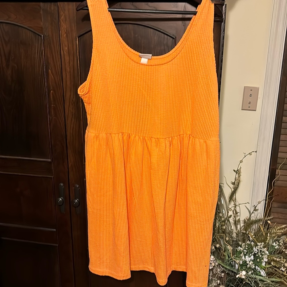 NWT Ava & Viv orange textured tank dress